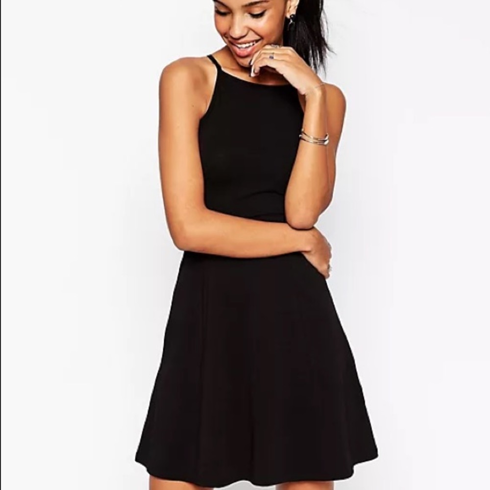 Asos black cami skater dress